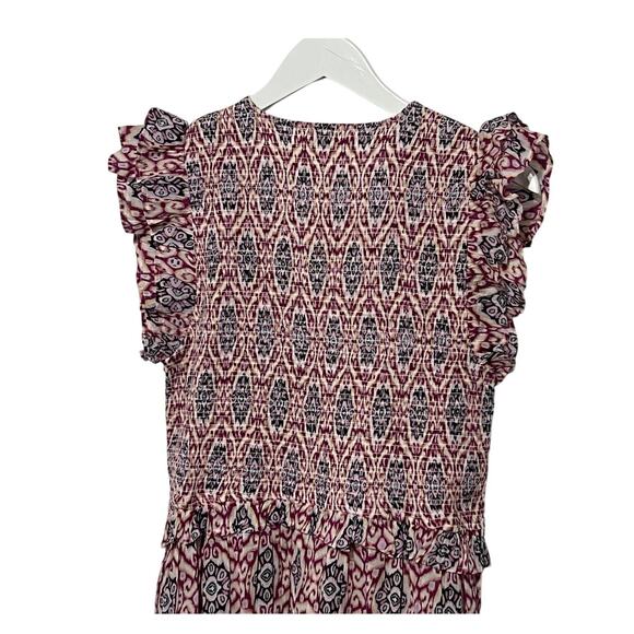 ELAN WOMENS XLARGE RUFFLE SLEEVE MINI DRESS LAVENDER IKAT PRINT NEW - Picture 8 of 11